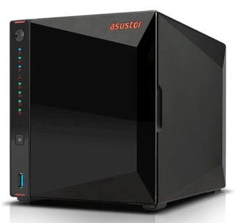 ASUSTOR AS5304T 4-Bay NAS/ Media player/ Intel Celeron J4105 1.5GHz, up to 2.5 GHz(Quad-Core), 4GB SO-DIMM DDR4, noHDD(HDD,SSD),/ 2x2,5GbE(LAN)/ 3xUSB3.2,HDMI/ 4ip camera license ; 90IX0181-BW3S10