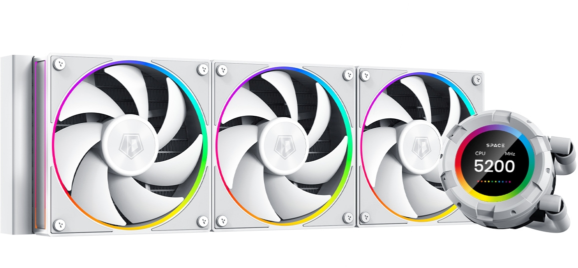 Система водяного охлаждения ID-Cooling SL360 WHITE Soc-AM5/ AM4/ 1151/ 1200/ 2066/ 1700 4-pin 14-30dB Al+Cu 350W LED Ret