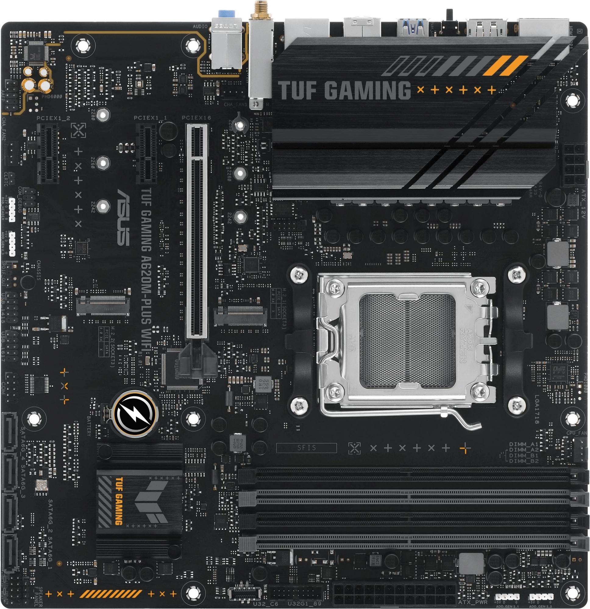 Материнская плата ASUS A620M-F GAMING WIFI, AM5, A620, 4*DDR5, 4*SATA, 2*M.2, 2*USB 3.2, 4*USB 2.0, 2*PCIx16, 2*PCIx1, 2*DP+VGA, mATX; 90MB1KT0-M0EAY0