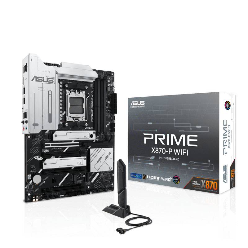Материнская плата ASUS PRIME X870-P WIFI, AM5, X870, 4*DDR5, 2*SATA, 4*M.2, 4*USB 3.2, 2*USB 2.0, 2*Type-C, 5*PCIx16, HDMI, ATX (90MB1IS0-M0EAY0)