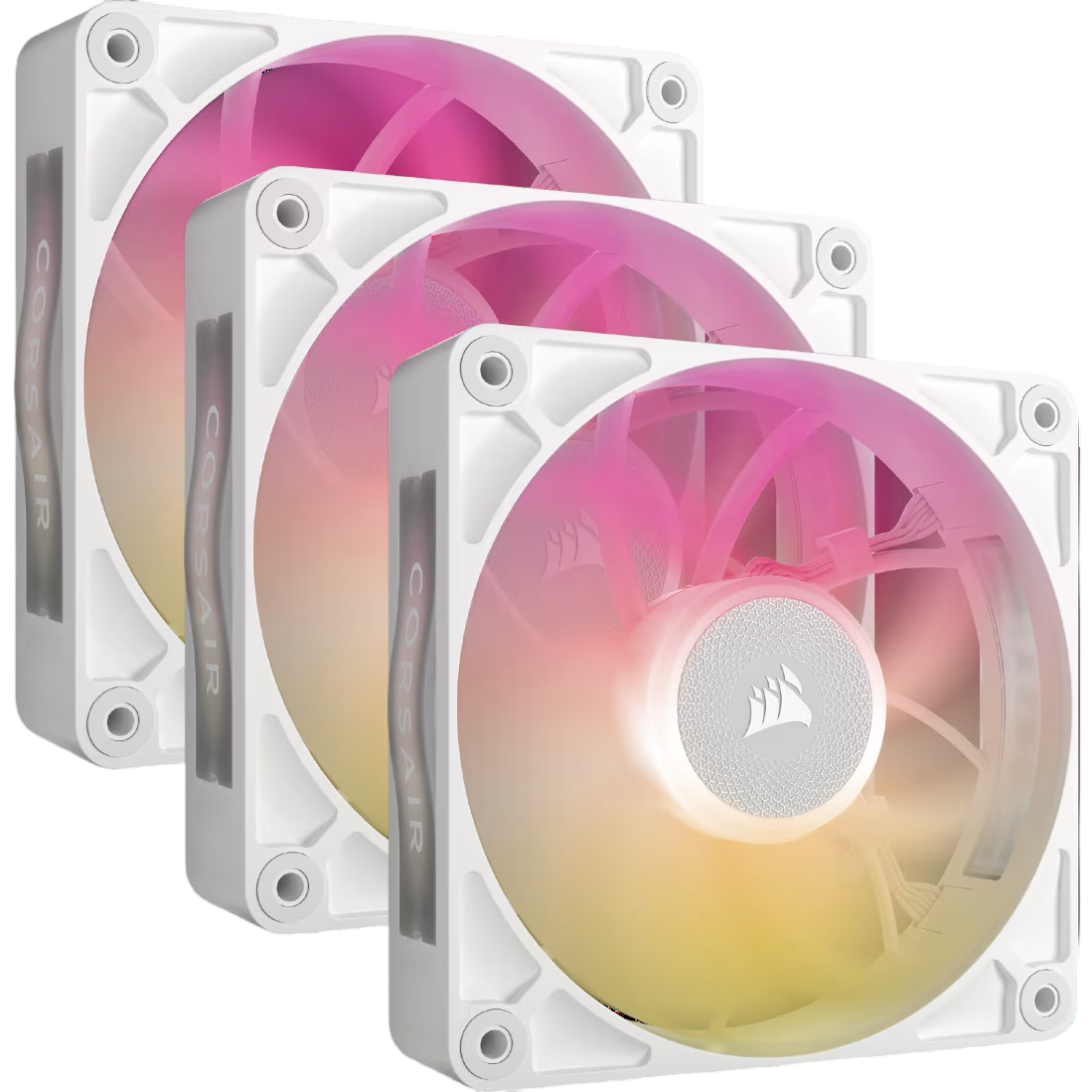 Кулер для корпуса/ Case Cooler Corsair iCUE LINK RX120 MAX RGB (120x120x30mm, 4-pin PWM, RGB, 71.3CFM, 29.5dBA, 2000RPM, White, 3pcs) (CO-9051038-WW)