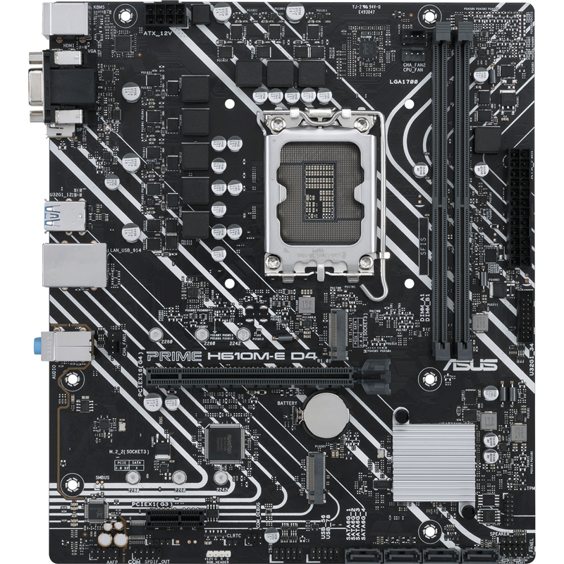 ASUS PRIME H610M-E D4-CSM, LGA1700, H610, 2*DDR4, DP+D-Sub + HDMI, SATA3, Audio, Gb LAN, USB 3.2*4, USB 2.0*6, COM*1 header (w/ o cable), mATX ; 90MB19N0-M0EAYC