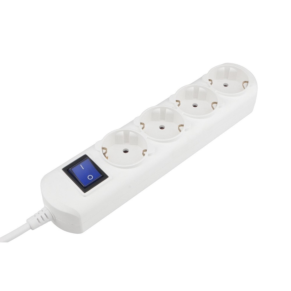 PowerCube Удлинитель (PC-5B-3M) 3.0м, 4 розетки, 16А, с/ з, с выключателем, белый