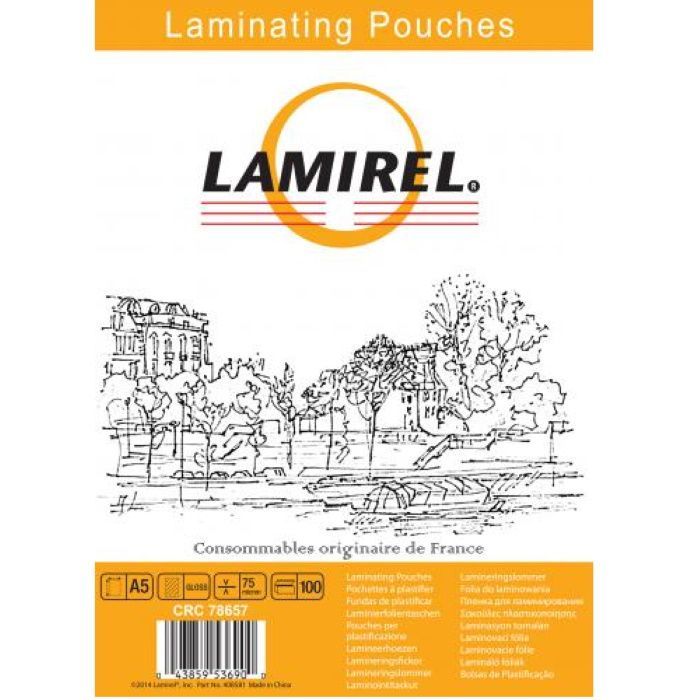 Пленка для ламинирования Fellowes 75 мкм A5 100 штук глянцевая Lamirel (LA-78657)