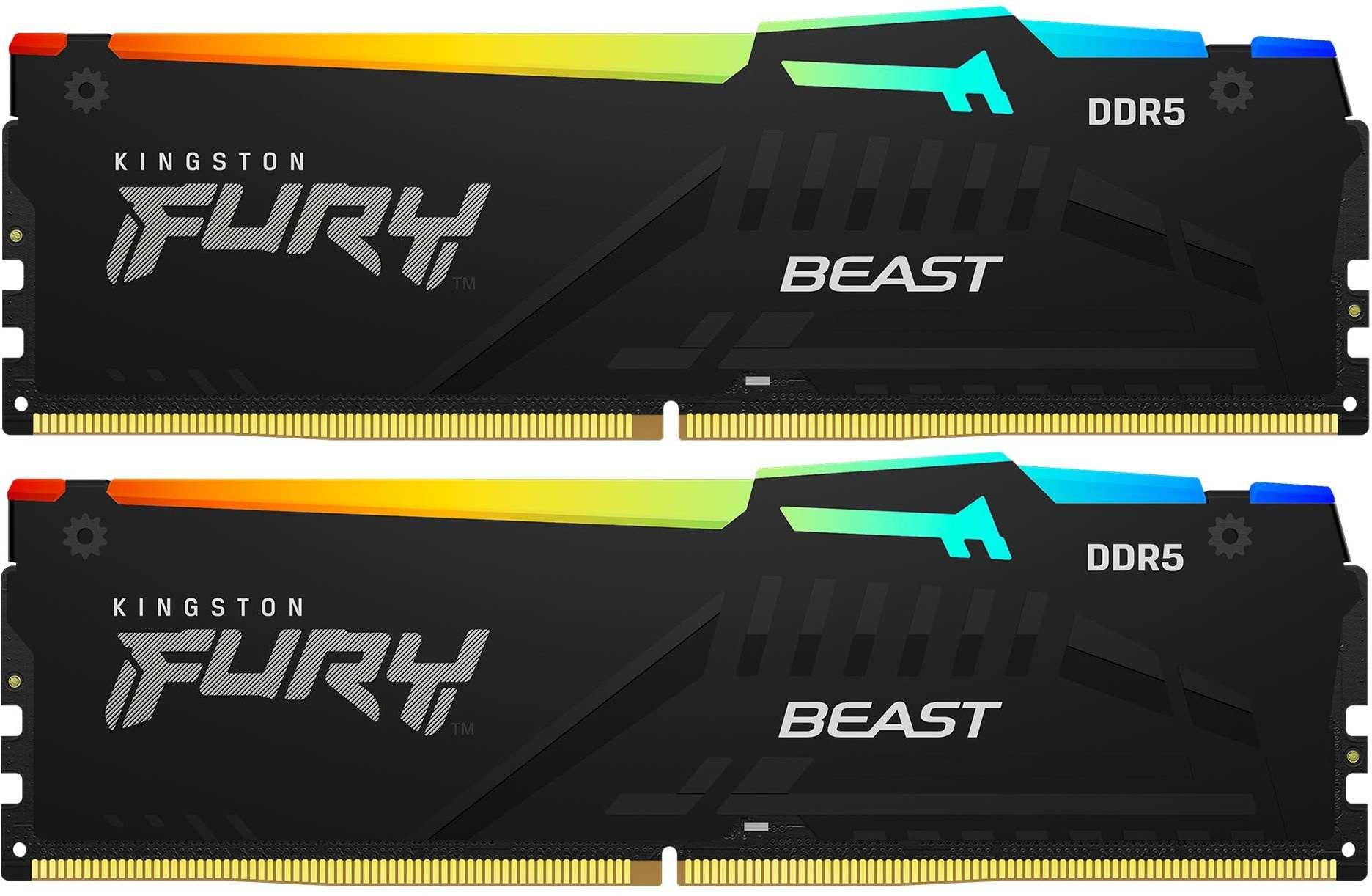 DDR 5 DIMM 32Gb PC41600, 5200Mhz, Kingston FURY Beast Black RGB EXPO CL36 (Kit of 2) (KF552C36BBEAK2-32) (retail)