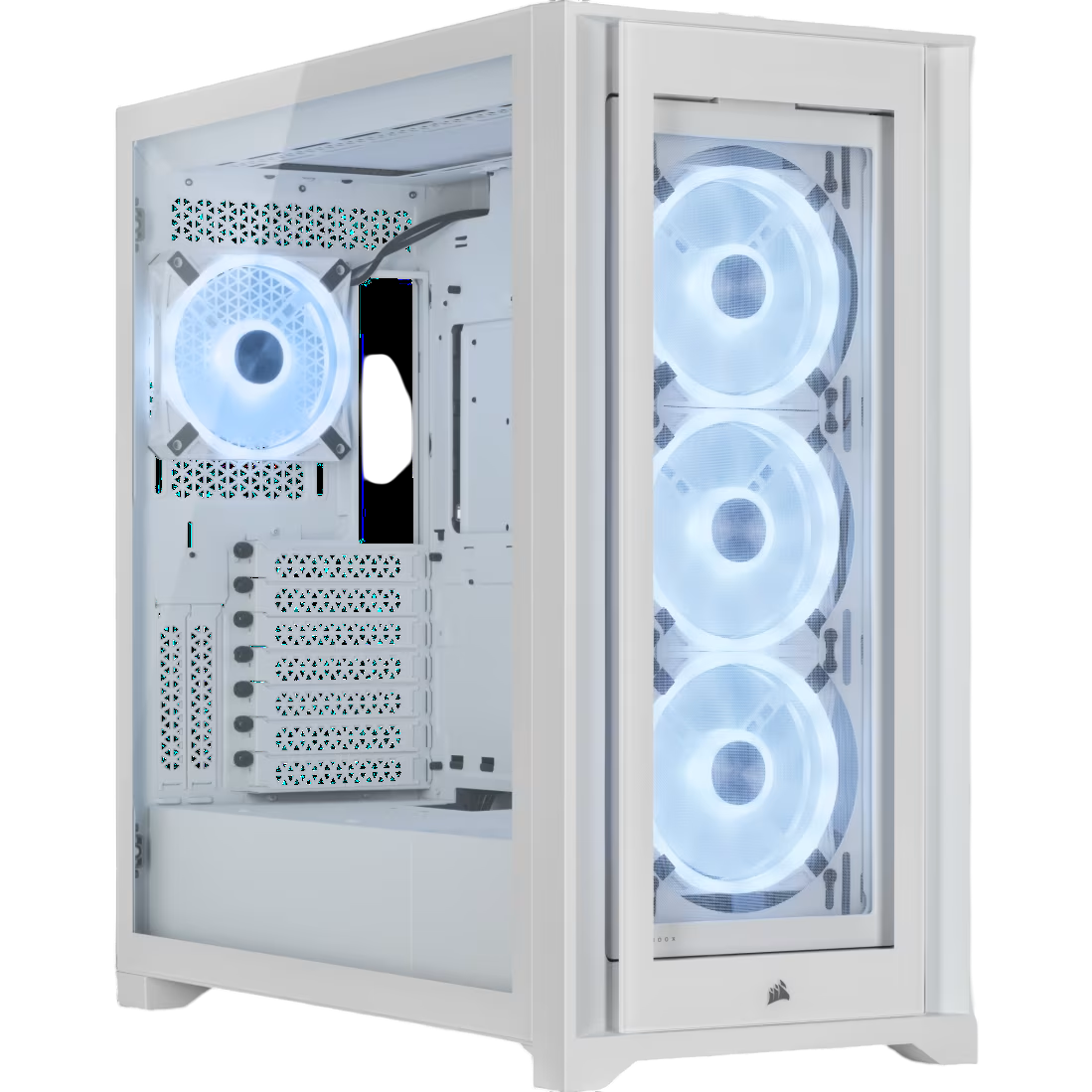 Корпус без блока питания/ Case Corsair iCUE 5000X RGB QL Edition, Midi-Tower, TG, 4x120mm RGB, 2xUSB-A 3.2, 1xUSB 3.2 Type-C, E-ATX, ATX, mATX, mITX White (CC-9011233-WW)