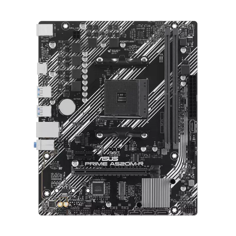 Материнская плата ASUS PRIME A520M-R, Socket AM4, A520, 2*DDR4,HDMI, 4SATA3 + RAID, Audio, Gb LAN, M2, USB 5Gbps, USB 2.0, COM*1 header (w/ o cable), mATX (90MB1H60-M0EAY0)