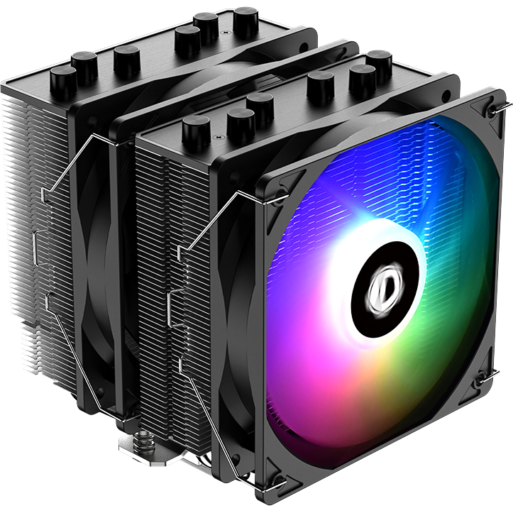 Кулер для процессора/ CPU Cooler ID-COOLING SE-55 ARGB (250W, 4-pin PWM, 153mm, Al/Cu, 6x6mm, ARGB, 2x120mm, 68.2CFM, 35.2dBA, 1500RPM, S: 1700/1200/115X, AM5/AM4, Black)