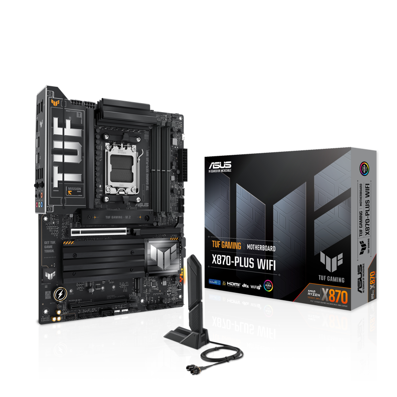 Материнская плата ASUS TUF GAMING X870-PLUS WIFI, AM5, X870, 4*DDR5, 2*SATA, 4*M.2, 1*USB 2.0, 7*USB 3.2, 2*USB4, 2*Type-C, 3*PCIx16, HDMI, ATX (90MB1IU0-M0EAY0)