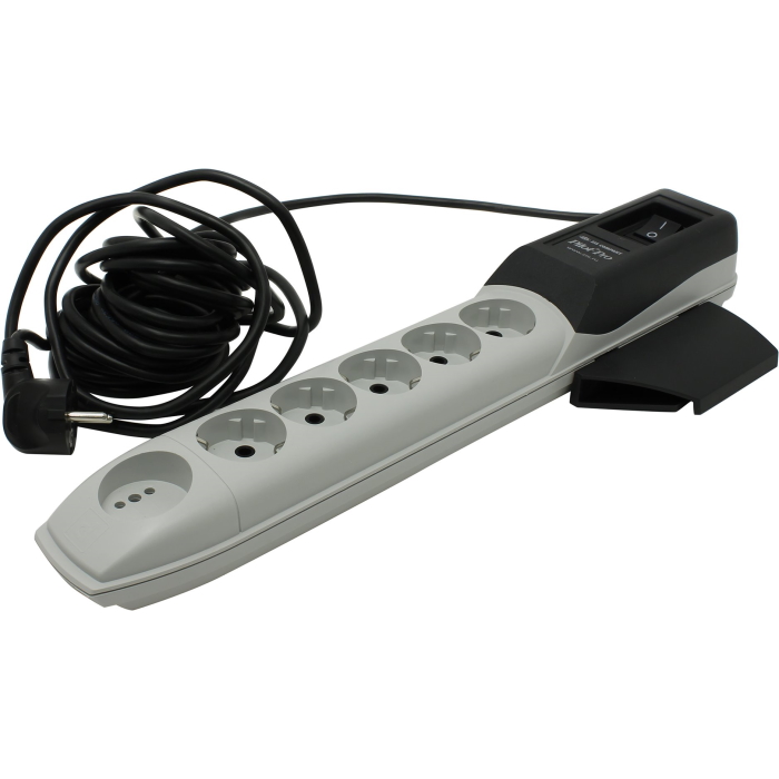 Сетевой фильтр Pilot Pro GP 6 розеток (5 евро + 1Gadget Parking) 7 м, автомат защиты/ Surge protector Pilot PRO GP 6 outlets (5 euro + 1 without ground) 10A / 2.2kVt, 7m, automatic circuit-breaker (PILOT PRO 7M)