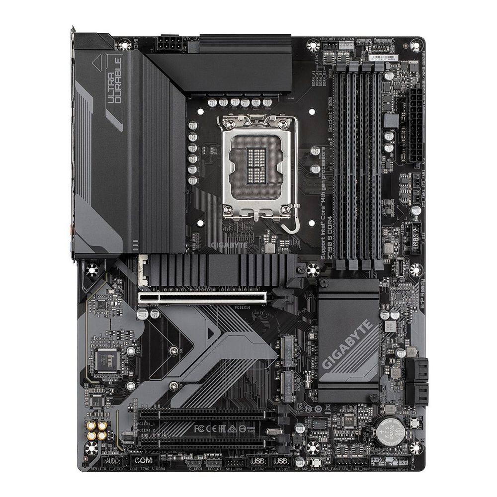 Материнская плата Gigabyte OEM Z790 S DDR4, Socket 1700, Intel®Z790, 4xDDR4-3200, HDMI+DP, 3xPCI-Ex16, 4xSATA3(RAID 0/ 1/ 5/ 10), 3xM.2, 8Ch Audio, 2,5GbLan, (4+4)xUSB2.0, (3+2)xUSB3.2, (0+1)xUSB3.2 Type-C™, ATX, RTL oem (Z790 S DDR4||OEM)