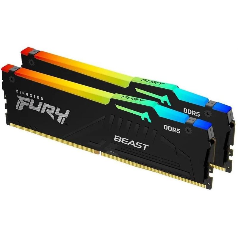 DDR 5 DIMM 32Gb PC44800, 5600Mhz, Kingston FURY Beast Black RGB CL40 (Kit of 2) (KF556C40BBAK2-32) (retail)