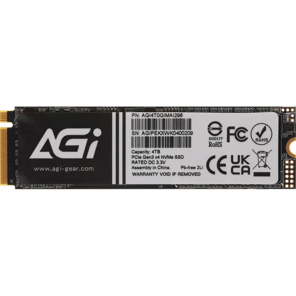 Твердотельный накопитель SSD AGI AI298 M.2 PCIe 4TB RETAIL-Color Box (AGI4T0GIMAI298-CB)