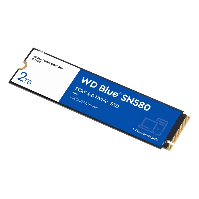 Твердотельный накопитель/ WD SSD Blue SN570 NVMe, 2000GB, M.2(22x80mm), NVMe, PCIe 3.0 x4, 3D TLC, R/ W 3500/ 3500MB/ s, IOPs 600 000/ 600 000, TBW 900, DWPD 0.2 (12 мес.) (WDS200T3B0E)