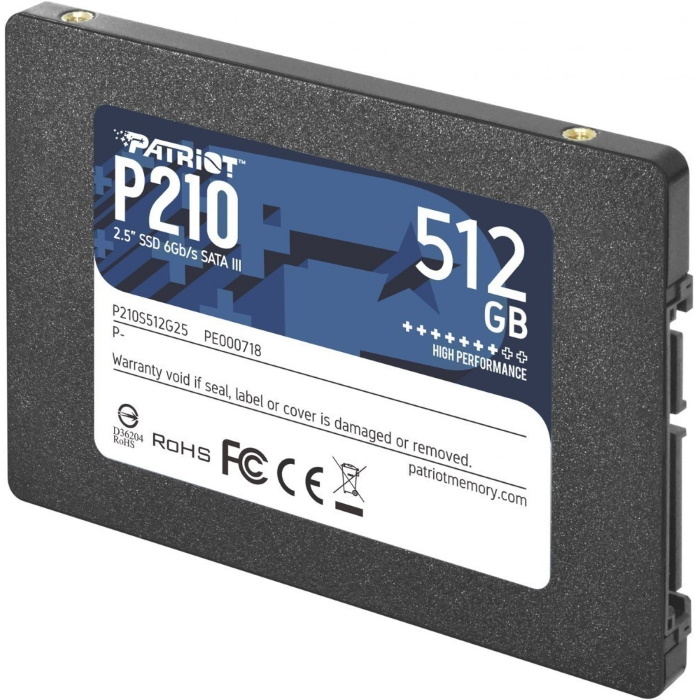 Твердотельный накопитель Patriot P210 SSD 2.5" SATA III 512GB 3D TLC 520/ 430MB/ s IOPS 50K/ 50K 7mm (P210S512G25)