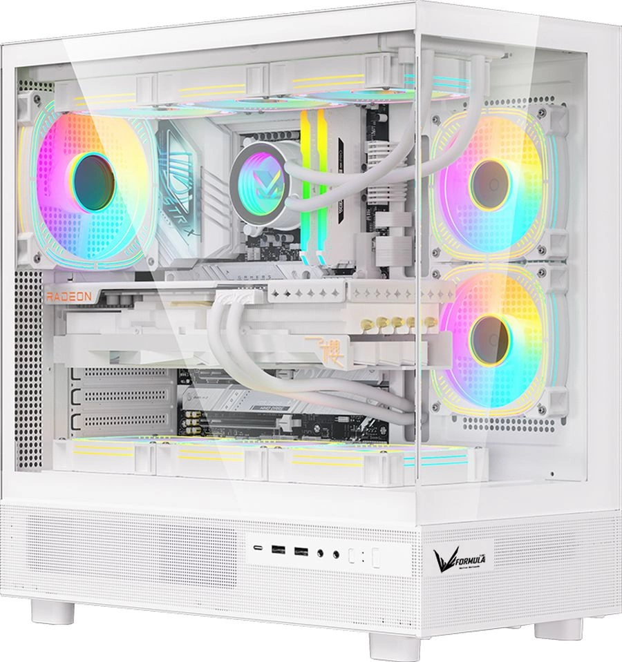 корпус Formula V Line Crystal Z8 White, ATX, Left side Tempered Glass, Dual Front Panel with Tempered Glass & Mesh, TYPE-C*1, USB3.0*2