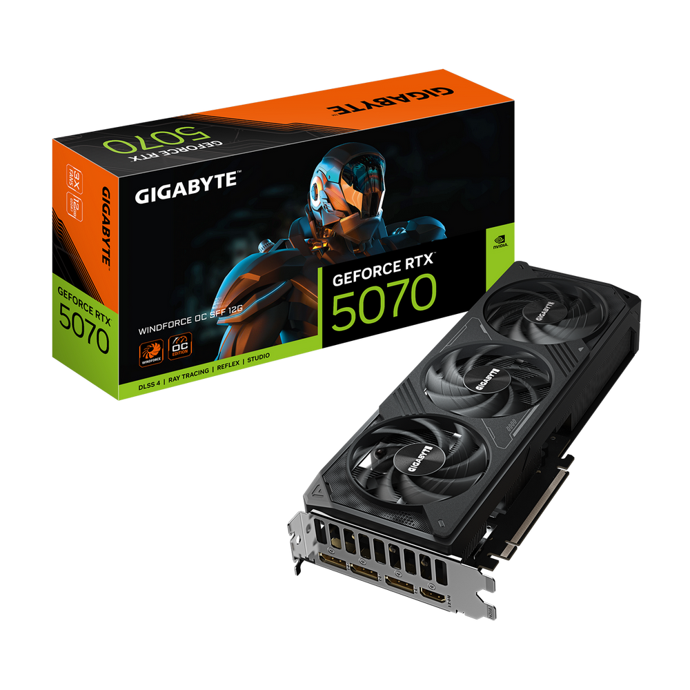 Видеокарта Gigabyte Bad Pack RTX5070 WINDFORCE OC SFF 12GB GDDR7 192bit 3xDP HDMI 3FAN RTL bp (GV-N5070WF3OC-12GD||BP)