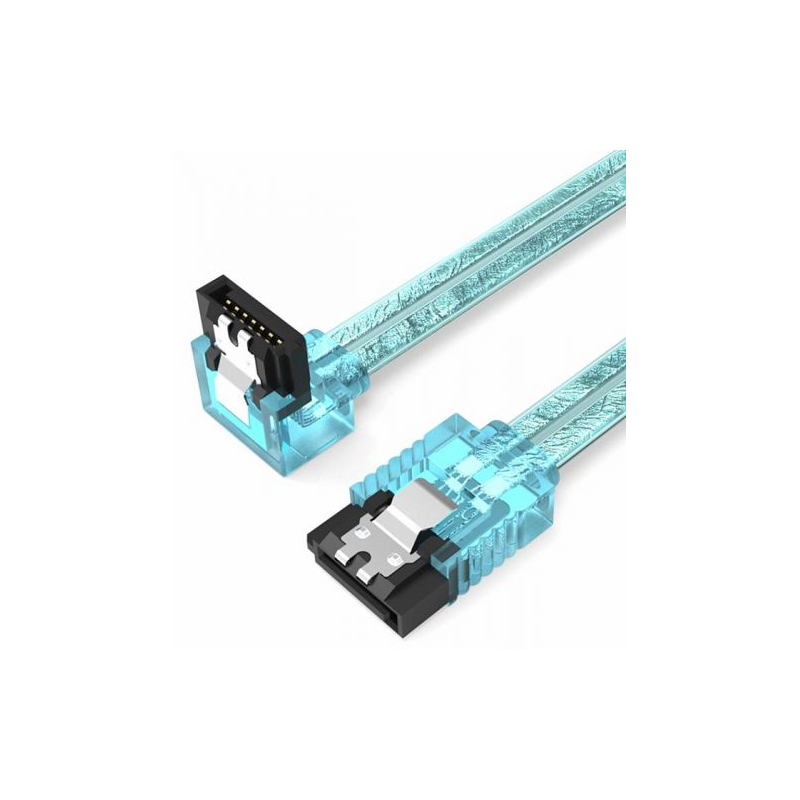 Кабель Vention SATA 3 M/SATA 3 M угол 90 с защелками, голубой - 0.5 м (KDDSD)