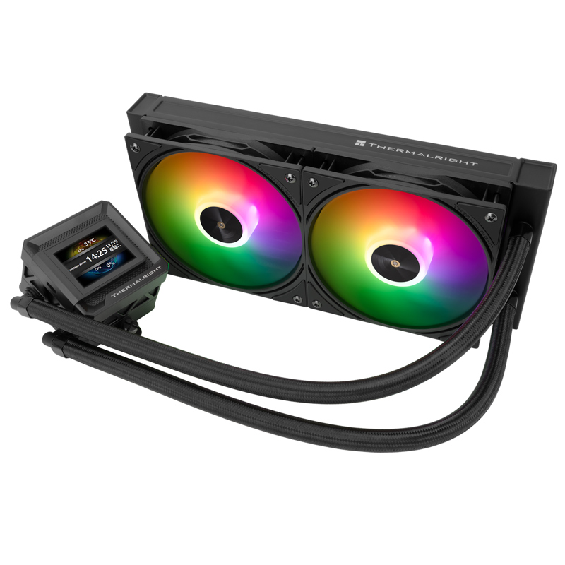 Водяное охлаждение для процессора/ Water Cooling System Thermalright Frozen Warframe SE 240 ARGB Black (240mm, LED temp., Black, ARGB/ Fans: 2x120mm, 70.84CFM, 29.8dBA, 2000RPM/ Pump height 59mm, (F-WFRAME-SE-240-ARGB-BL)