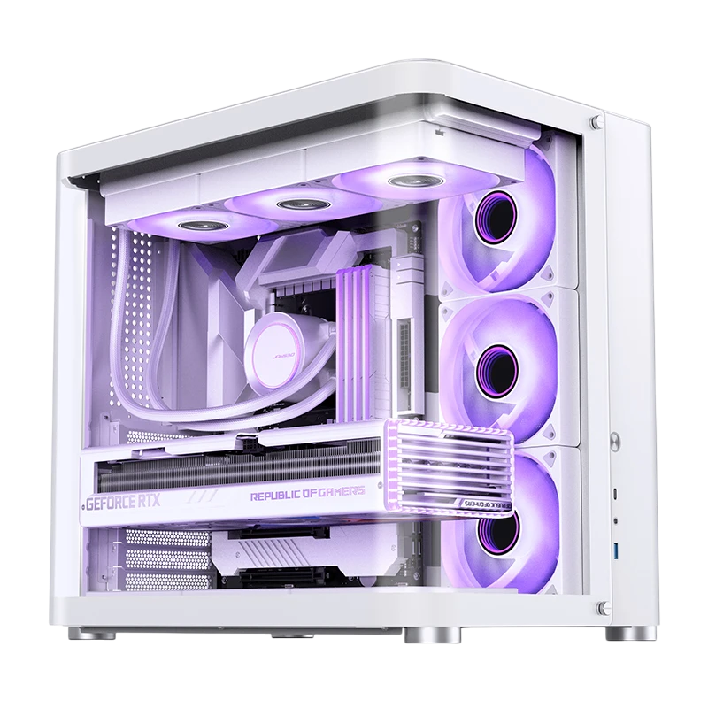 Корпус без блока питания/ Case JONSBO TK-2, Midi-Tower, TG, no fans, 1xUSB-A 3.2 + 1xUSB-C 3.2, ATX, mATX, mITX White (TK-2 WHITE)