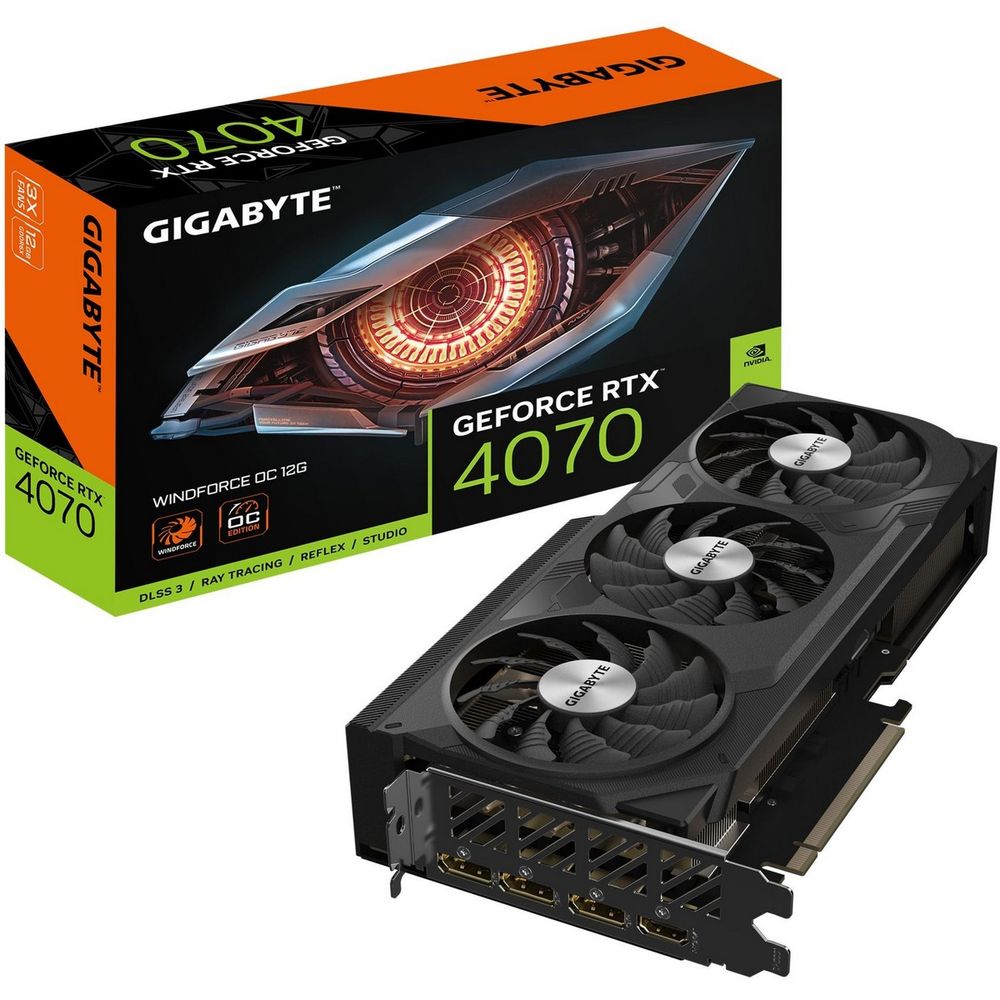 Видеокарта Gigabyte RTX4070 WINDFORCE OC 12GB GDDR6X 192bit 3xDP HDMI 3FAN RTL (GV-N4070WF3OC-12GD 1.1)