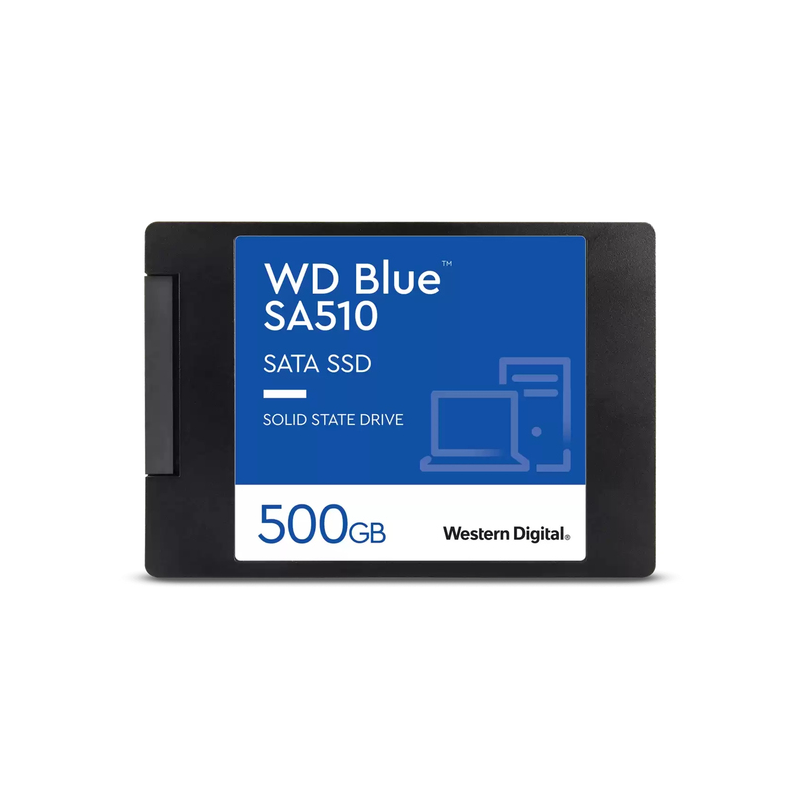Твердотельный накопитель/ WD SSD Blue SA510, 500GB, 2.5" 7mm, SATA3, R/W 560/510MB/s, IOPs 90 000/82 000, TBW 200, DWPD 0.2 (12 мес.) (WDS500G3B0A)