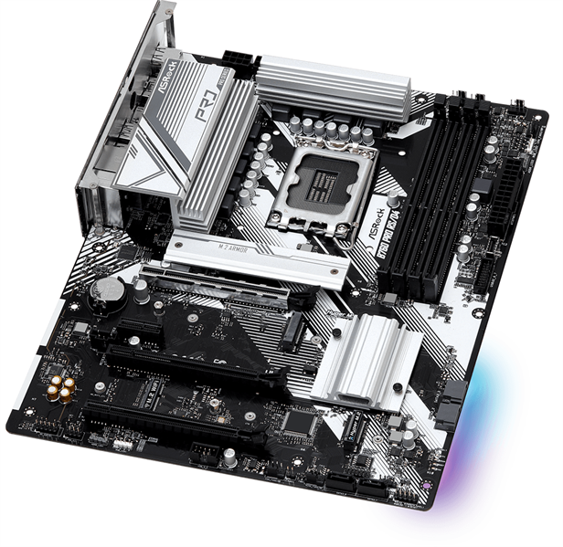 Материнская плата ASROCK B760 PRO RS/D4, LGA1700, B760, 4*DDR4, 4*SATA, 3*M.2, 5*USB 3.2, 2*USB 2.0, Type-C, 3*PCIx16, 1*PCIx1, 1*M.2 (Key E), HDMI+DP, ATX