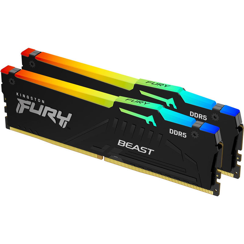 Память оперативная/ Kingston 64GB 5200MT/ s DDR5 CL40 DIMM (Kit of 2) FURY Beast RGB (KF552C40BBAK2-64)