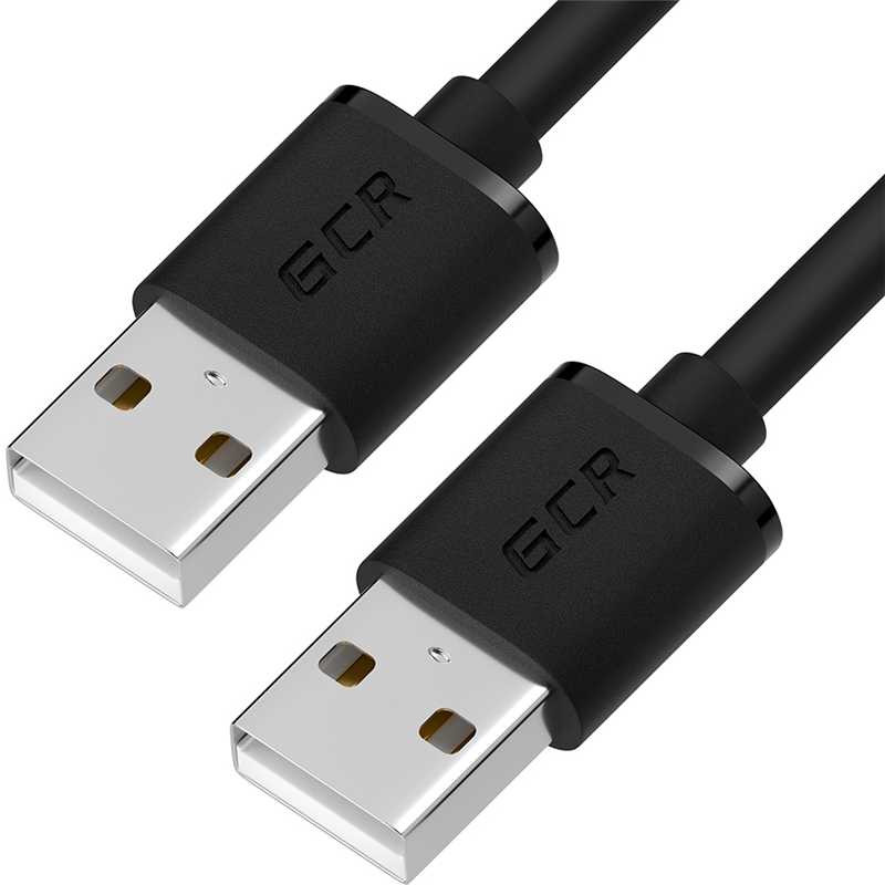 GCR Кабель 1.8m USB AM/ AM, черный, 28/ 28 AWG, экран, армированный, морозостойкий (GCR-UM5M-BB2S-1.8M)