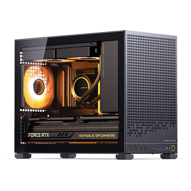 Корпус без блока питания/ Jonsbo D32 PRO BLACK, Mini-Tower , no fans, mATX, mITX, 2xUSB3.2 Gen1 Type-A, 1xUSB3.2 Gen 2 Type-C, 1xAUDIO, 1xMIC
