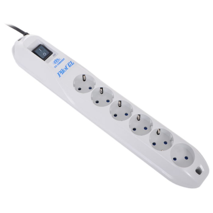 Сетевой фильтр Pilot GL 6 розеток (5 евро + 1 без заземления) 7 м/ Surge protector Pilot GL 6 outlets (5 euro + 1 without ground) 10A / 2.2kVt, 7m (PILOT GL7M)