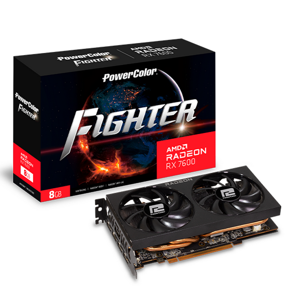 RX7600 Fighter 8GB GDDR6 128-bit DPx3 HDMI 2FAN RTL (RX 7600 8G-F)