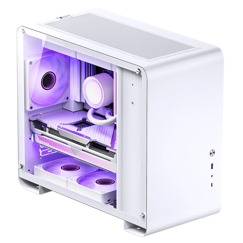 Корпус без блока питания/ Case JONSBO U4 Mini, Mini-Tower, TG, no fan, 1xUSB-A 3.0 + 1xUSB-C 3.2, mATX, mITX White (U4MINI WHITE)