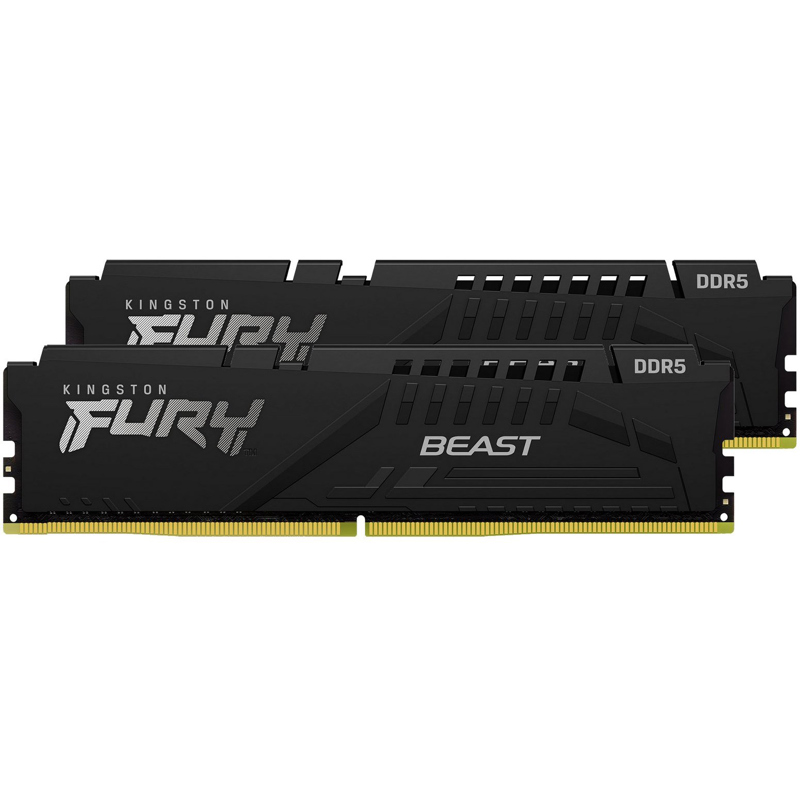 Память оперативная/ Kingston 32GB 6400MT/s DDR5 CL32 DIMM (Kit of 2) FURY Beast Black XMP (KF564C32BBK2-32)