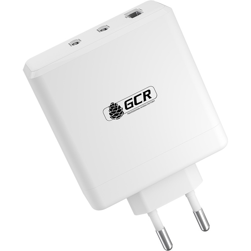 GCR Сетевое зарядное устройство 100W, 1 USB + 2 TypeC, GaN Tech Quick Charger, PD 3.0, белый (GCR-54226)