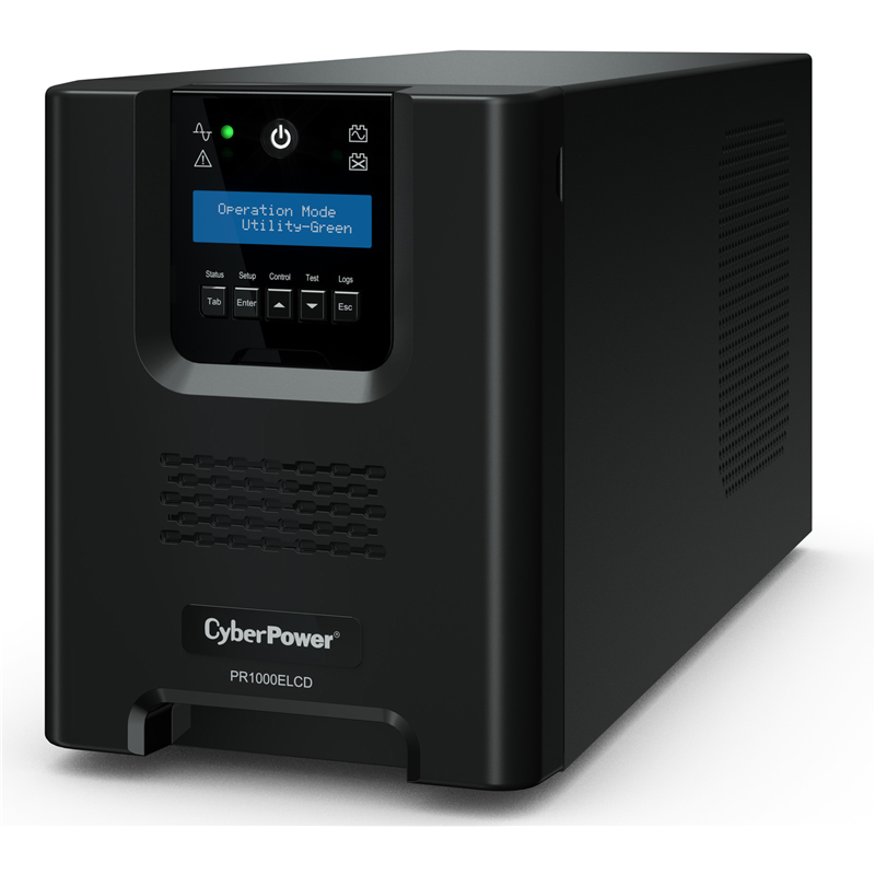 ИБП CyberPower PR1000ELCD, Line-Interactive, 1000VA/ 900W, 8 IEC-320 С13 розеток, USB&Serial, SNMPslot, LCD дисплей, Black, 0.6х0.35х0.4м., 21кг./ UPS Line-Interactive CyberPower PR1000ELCD 1000VA/ 900W USB/ RS-232/ EPO/ SNMPslot (8 IEC С13)