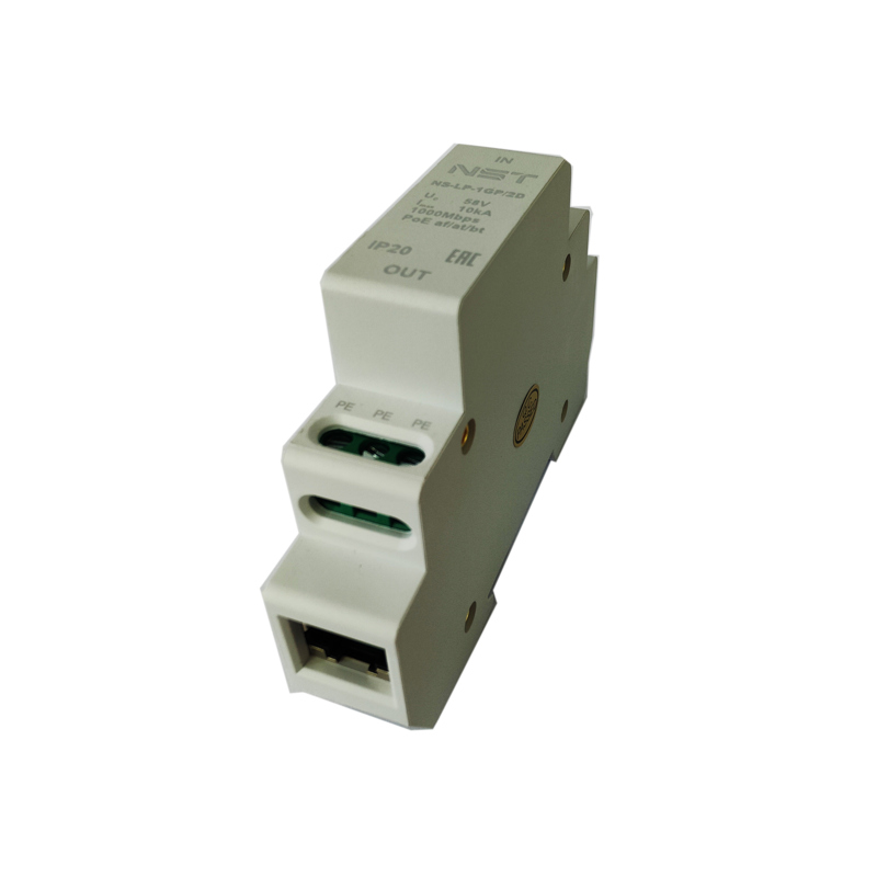Устройство грозозащиты линий Ethernet + PoE на 1 канал (УЗИП). Класс II. Защищает PoE оборудование, подключенное к линиям Ethernet от наведенног (NS-LP-1GP/2D)