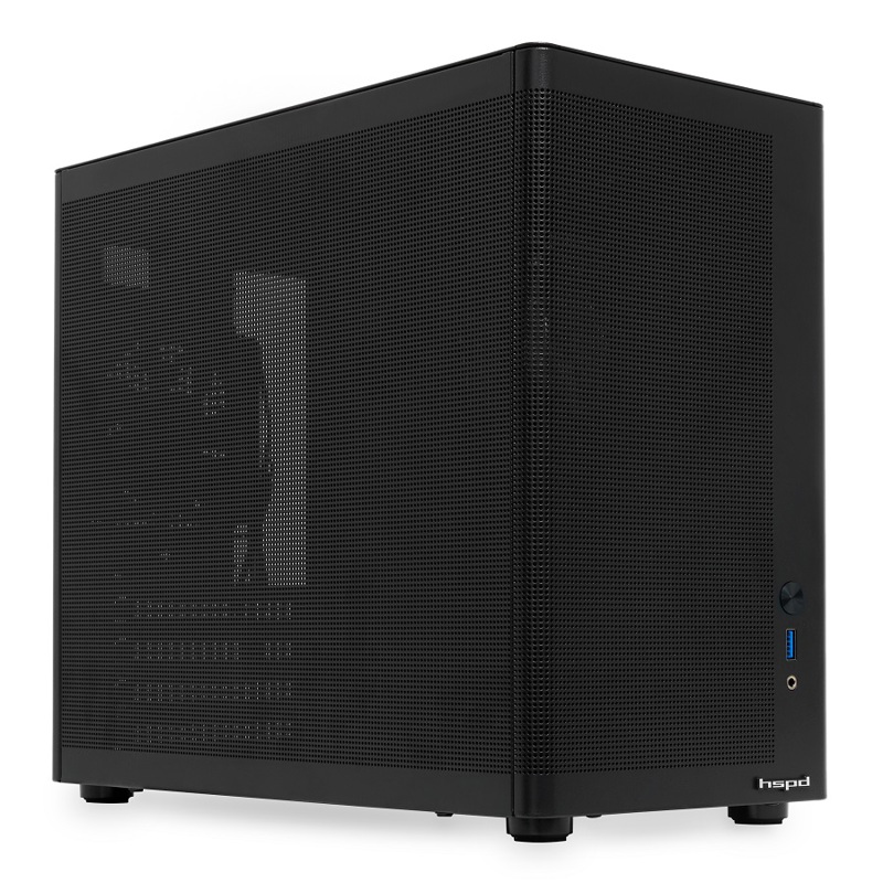 Корпус без блока питания/ Case HSPD M210, Mesh Mid Tower, Black, 0.7 SPCC, 1x90mm mATX, mITX 140/280/150mm 1x2.5", 1x3.5", 4xPCI 1xUSB-A 3.0 302x168x350mm (M210-MBK)