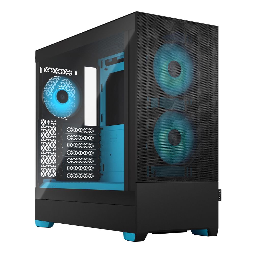 Корпус ПК без блока питания/ Case Fractal Design Pop Air RGB Cyan Core TG Clear Tint, Midi-Tower, 3x120mm RGB, 2xUSB-A 3.2 ATX, mATX, mITX Black/Cyan (FD-C-POR1A-02)