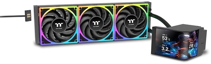 Система водяного охлаждения Thermaltake MAGCurve 360 Ultra ARGB Soc-AM5/AM4/1200/1700/1851 черный 4-pin 32.8-35.1dB Al LCD Ret (CL-W453- PL12SW-A)