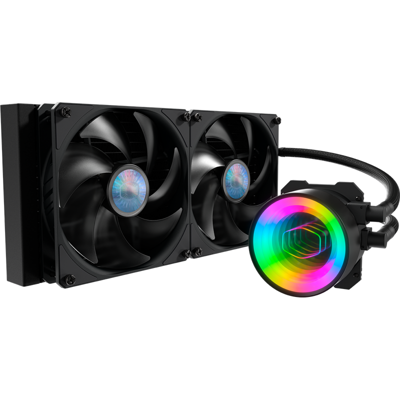 Cooler Master MasterLiquid ML280 Mirror (240W, 280mm, ARGB, fans: 2x140mm/ 67CFM/ 27dBa/ 1400rpm, 2066/ 2011-v3/ 2011/ 1200/ 1156/ 1155/ 1151-v2/ 1151-v1/ 1150/ AM4/ AM3+/ AM3/ AM2+/ AM2/ FM2+/ FM2/ FM1) (MLX-D28M-A14PK-R1)