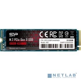 Solid State Disk Silicon Power P34A80 512Gb PCIe Gen3x4 M.2 PCI-Express (PCIe) 3400MBs/ 3000MBs SP512GBP34A80M28