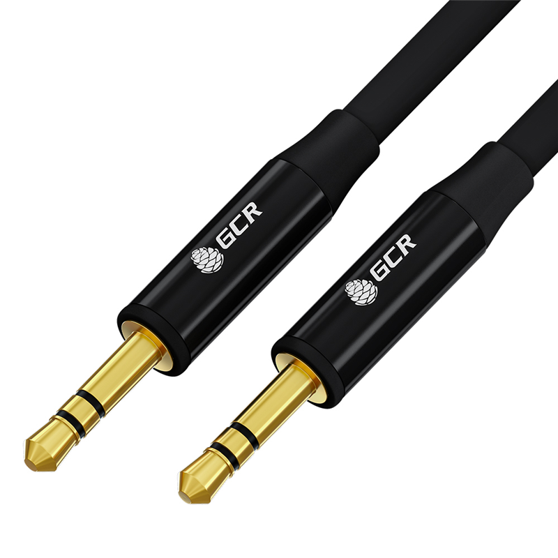 GCR Кабель 5.0m аудио jack 3.5mm/ jack 3.5mm черный, GOLD, AL case черный, M/ M, GCR-54763