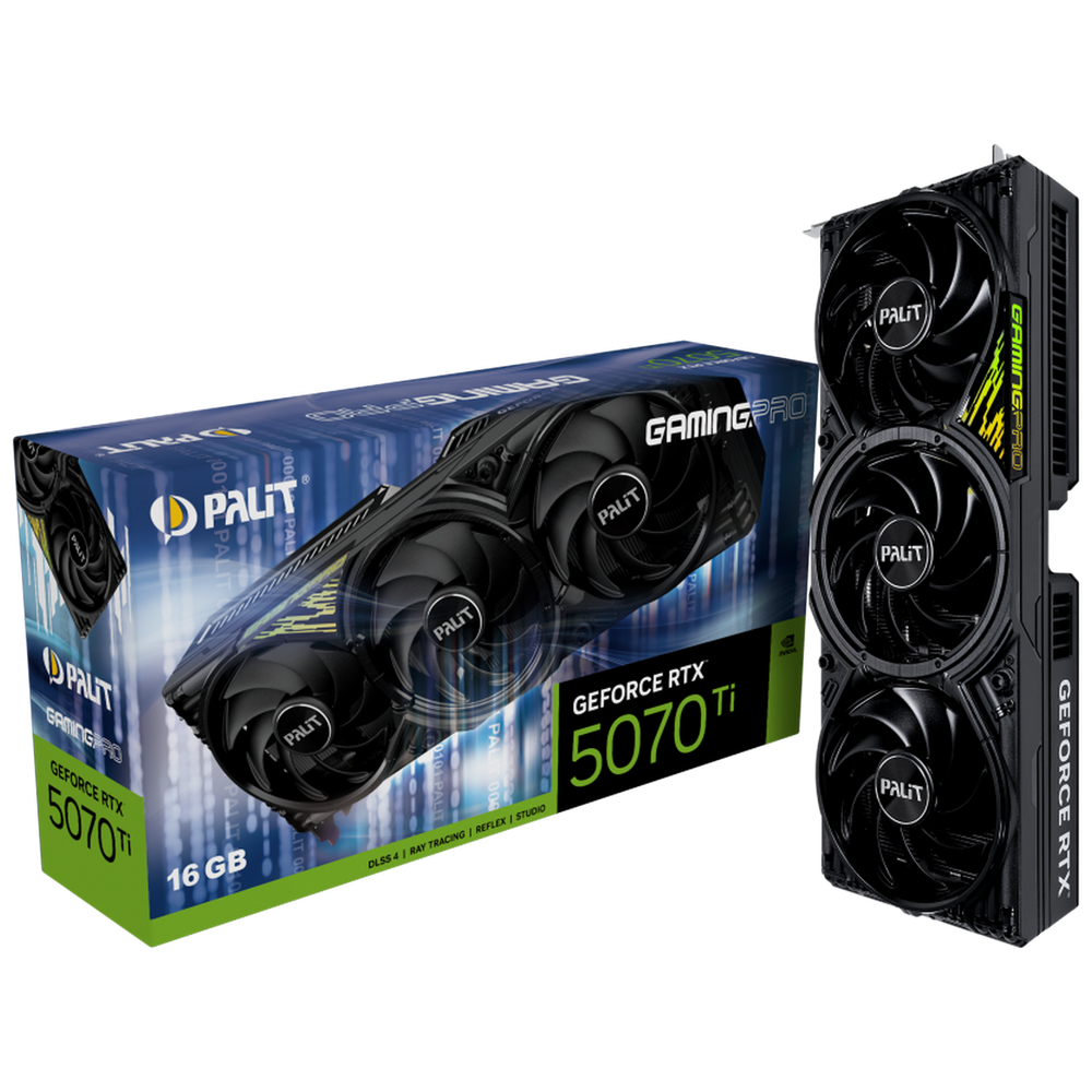 Видеокарта Palit RTX5070Ti GAMINGPRO 16GB GDDR7 256bit 3xDP HDMI 3FAN RTL (NE7507T019T2-GB2031Y)