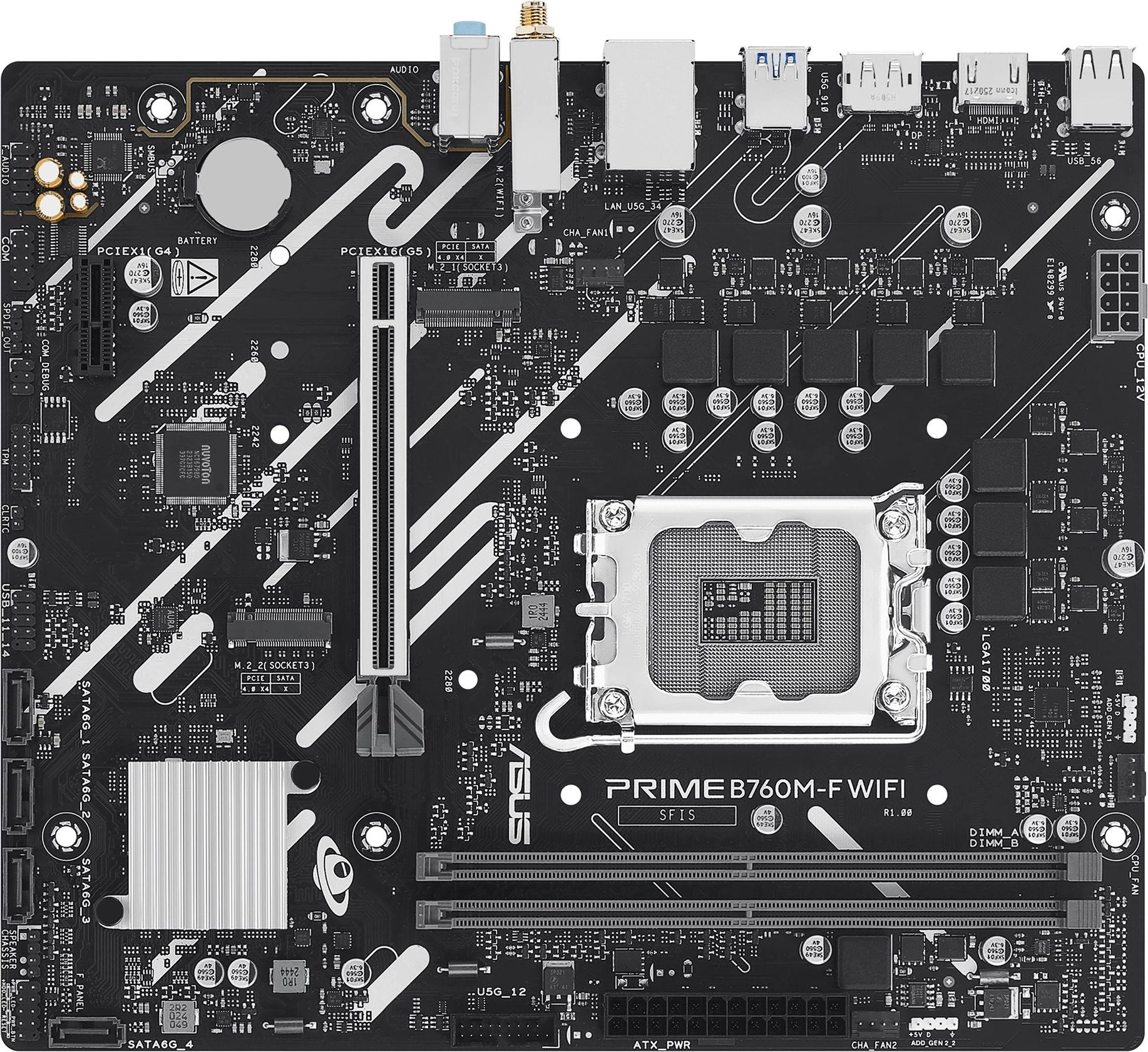 Материнская плата Asus PRIME B760M-F WIFI Soc-1700 Intel B760 2xDDR5 mATX AC`97 8ch(7.1) GbLAN RAID+HDMI+DP