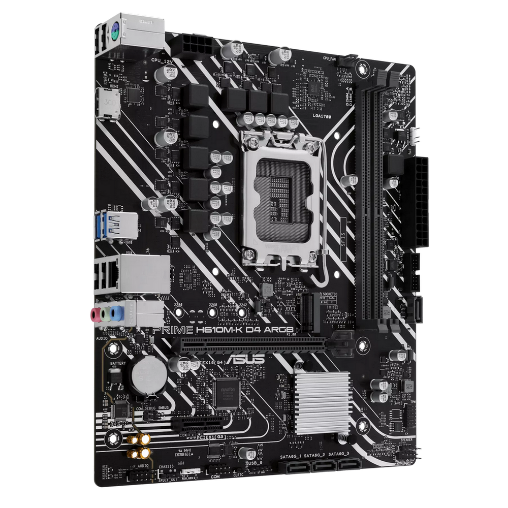 Материнская плата ASUS PRIME H610M-K D4 ARGB LGA1700 mATX 2xDDR4 PCIEx16 PCIEx1 M.2 HDMI GLAN (90MB1HN0-M0EAY0)