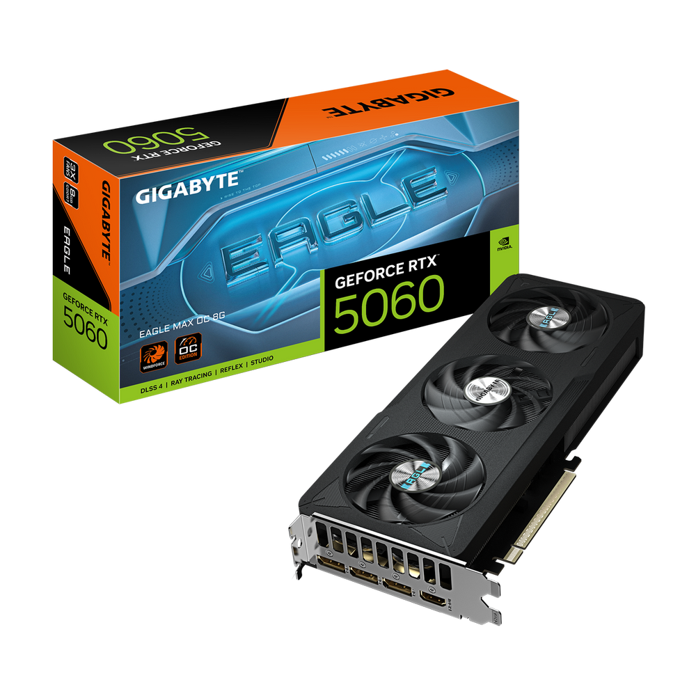 Видеокарта Gigabyte RTX5060 EAGLE MAX OC 8GB GDDR7 128bit 3xDP HDMI 3FAN RTL (GV-N5060EAGLEMAX OC-8GD)