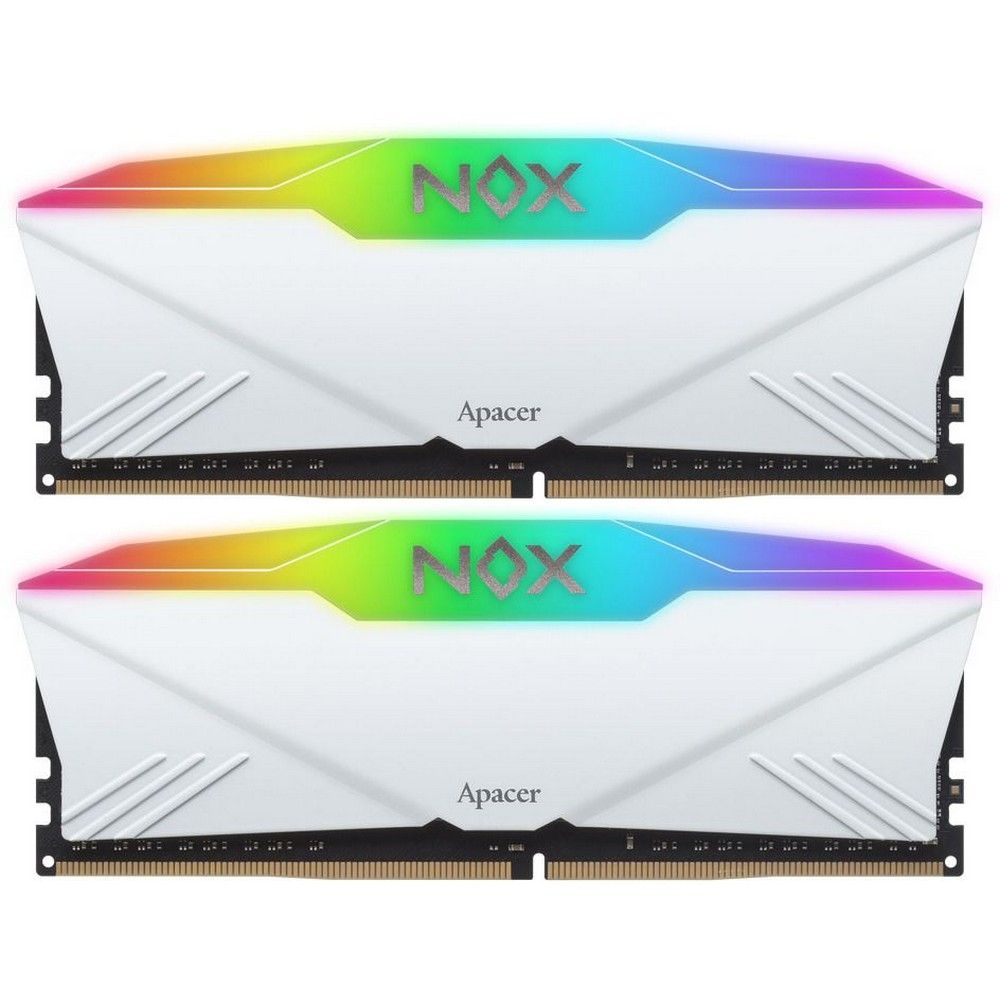 Модуль памяти Apacer 16GB DDR4 3200 DIMM OC NOX RGB WHITE AURA2 w/ HS, kit 2x8GB CL16, 1.35V (AH4U16G32C28YNWAA-2)