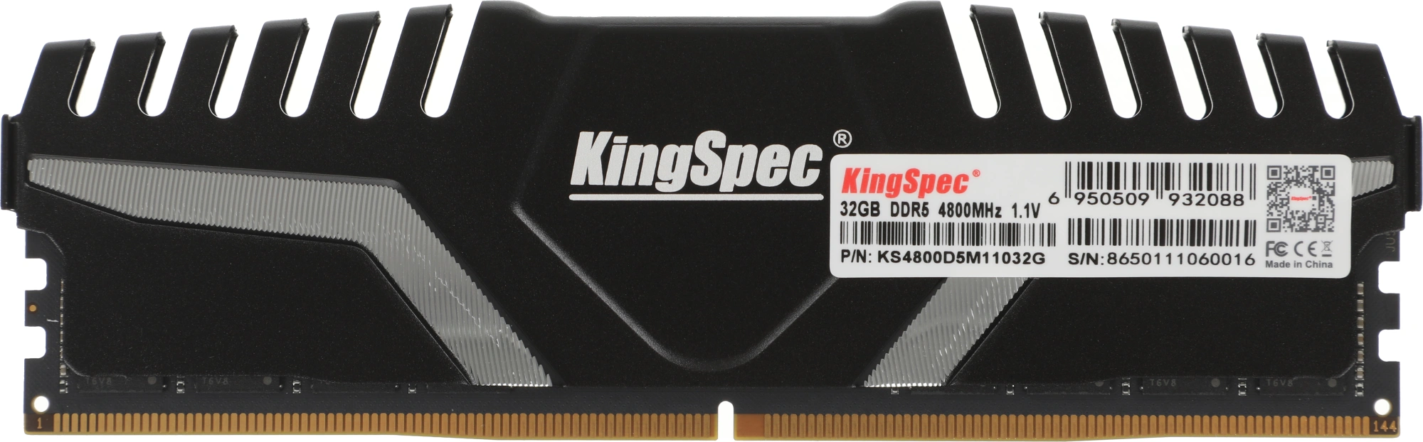 Память DDR5 32GB 4800MHz Kingspec KS4800D5M11032G RTL Gaming PC5-38400 CL40 DIMM 288-pin 1.1В single rank с радиатором Ret