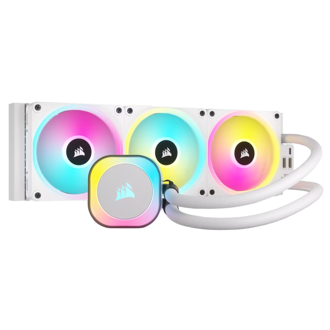 Система жидкостного охлаждения/ Water Cooling System Corsair iCUE LINK H150i RGB (360mm, White, RGB/ Fans: 3x120mm, 63.1CFM, 37dBA, 2400RPM/Rad thickness 27mm/ S: 1851, 1700, 1200, 115X, AM5, AM4) (CW-9061006-WW)